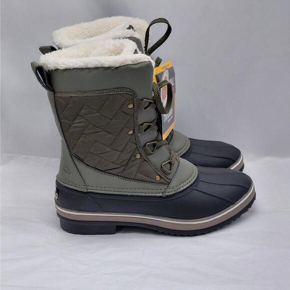 Northside Womens 9 Waterproof Insulated Snow Boot Olive Faux Fur Thinsulate - Picture 1 of 16
